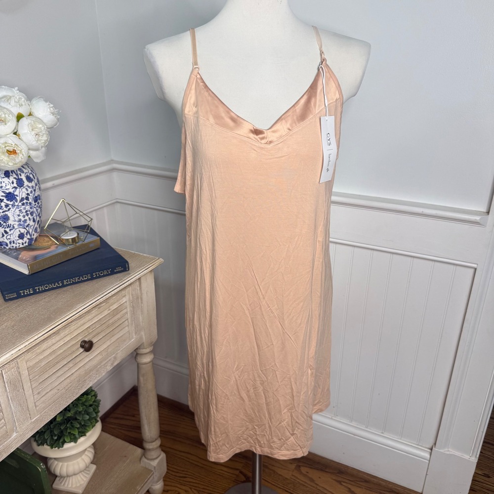 GYS Bamboo Viscose Nightgown Peach V-Neck Satin Trim Chemise XL NWT
